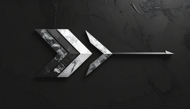 Geometric arrow symbol with chevron design on dark background