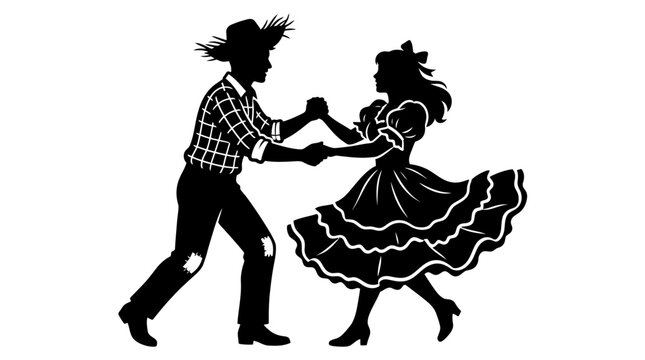 Festa Junina, Brazil, Brazilian festival, June festival,  silhouette, vector, black silhouette, isolated, white background,  flat design, icon, illustration, graphic, clip art,  celebration