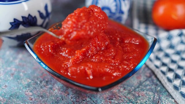 Making tomato sauce in a simple kitchen setting