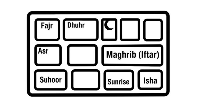 Islamic Prayer Times Keyboard Layout Display.