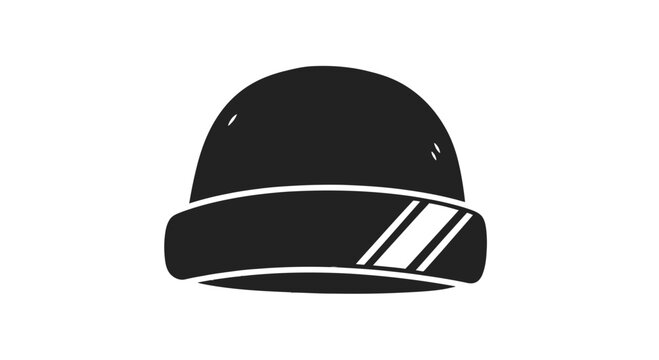 Black Baseball Cap with White Stripes.