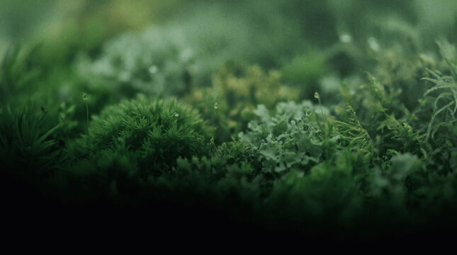 A vibrant green textured gradient background emerging from a pure solid black base, seamlessly blending into rich natural moss and deep forest tones.