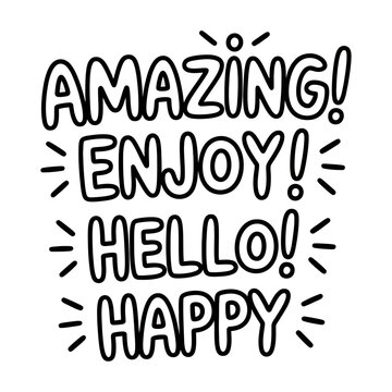 Handwritten positive exclamation words vector with scribble effect