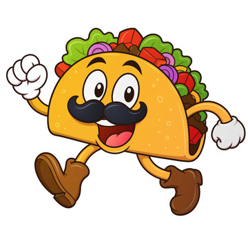 Running taco fast food cartoon character