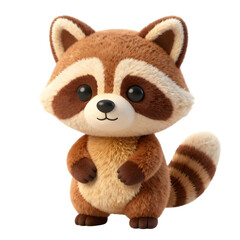 Fototapeta premium Cute Plush Raccoon 3D Cartoon Character Isolated on White Background