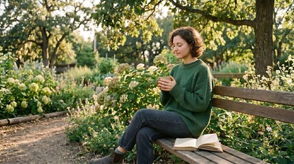 Obraz premium Young woman practicing meditation in a peaceful natural environment. Concept of mental health, mindfulness, stress relief, emotional balance, self-care, inner peace, and healthy lifestyle.