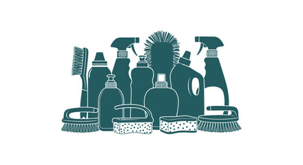 Obraz premium Collection of Cleaning Supplies and Tools.