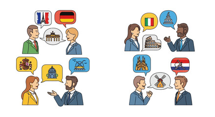 Fototapeta premium International Business People Communicating About Travel Destinations