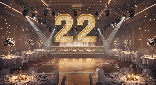 Golden 22: Elegant Ballroom Celebration Render