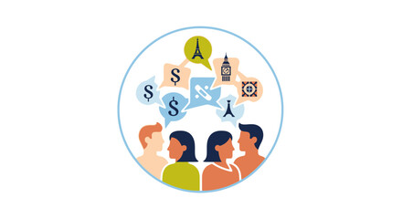 Fototapeta premium People Communicating Diverse Cultural and Financial Topics