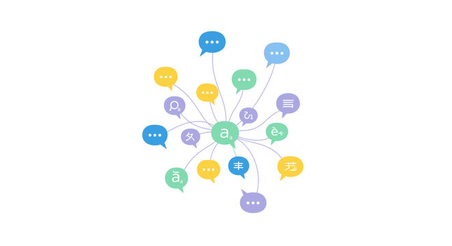Multilingual Communication Concept with Speech Bubbles