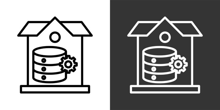 Data Warehouse Black And White Multiple Style Icon Set Collection Pack Vector Illustration 