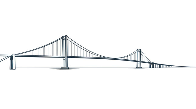 Large suspension bridge with cables spanning across open water