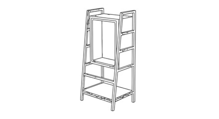 Metal bunk bed frame with ladder. © Embastd
