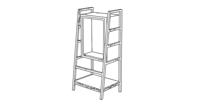 Metal bunk bed frame with ladder.