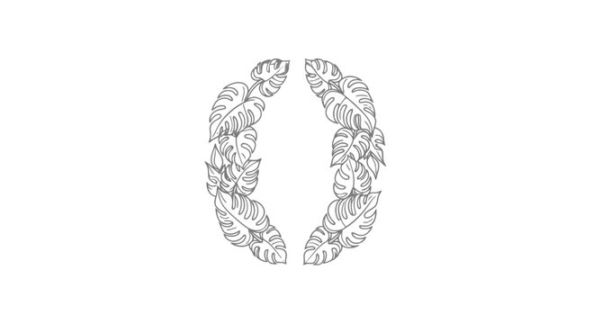 Floral Letter O Ornate Design Element.