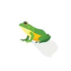 Fototapeta premium A vibrant green frog sitting in a simple cartoon illustration style.