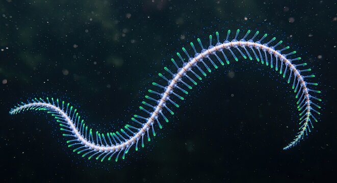 Glowing worm like creature in space.