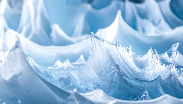 Ice formation close-up crystalline structure.