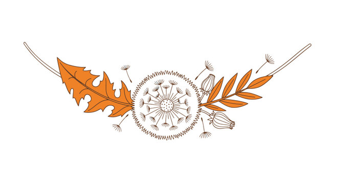 Illustration of clock surrounded by leaves.