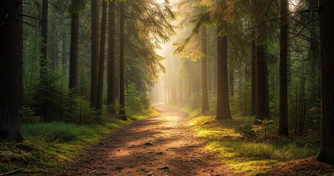 Forest path sunlight through trees nature landscape