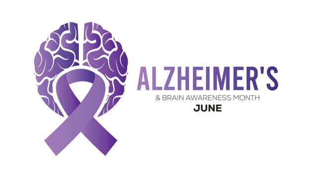 Alzheimer ''s and brain awareness month observed every year in June. Template for background, banner, card, poster with text inscription.
