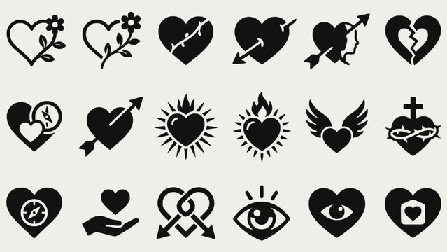 Corazon vector collection of heart icons and symbols for design and decoration