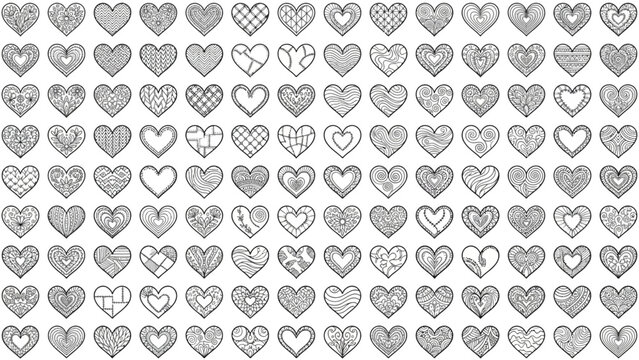 Collection of various hand drawn heart shapes and romantic doodles corazon vector set