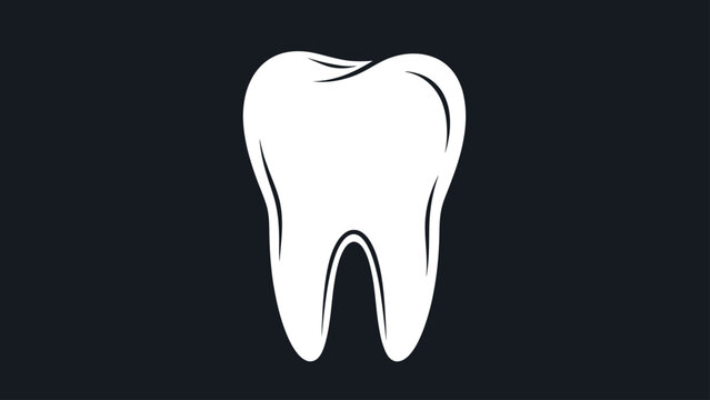 A stylized white tooth graphic against a dark background