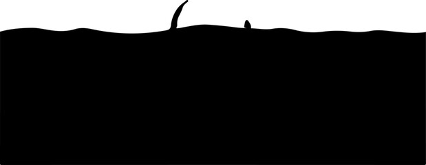 Obraz premium Black, white, and minimalist landscape silhouette, simple abstract background, vector illustration