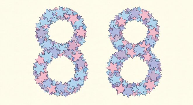 Pastel Starburst Eighty-Eight: Whimsical Number Art