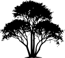 Fototapeta premium Black tree silhouette, tree icon, vector tree, foliage illustration