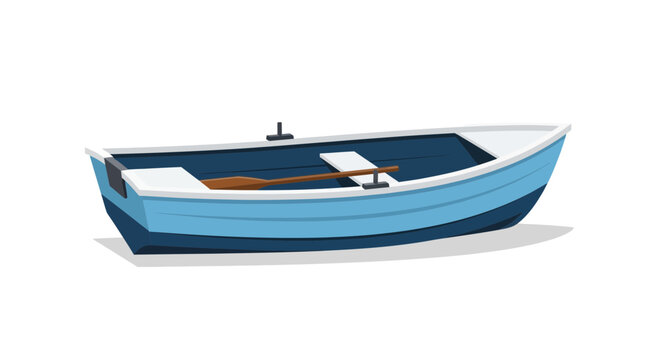 small blue boat on white background