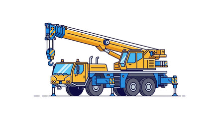 Mobile Construction Crane Truck Vector Illustration © Azrha
