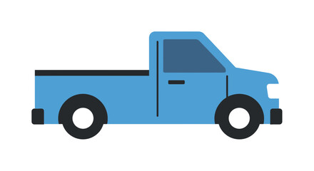 Fototapeta premium Simple Flat Blue Pickup Truck Vector Icon