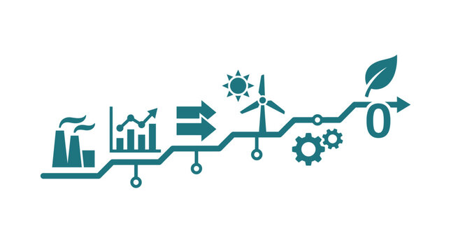 Net Zero Carbon Emissions Transition Roadmap Infographic
