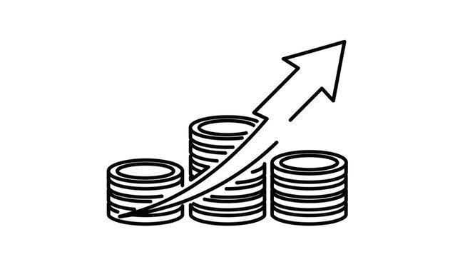 Financial Growth Concept: Stacked Coins with Upward Arrow Graph