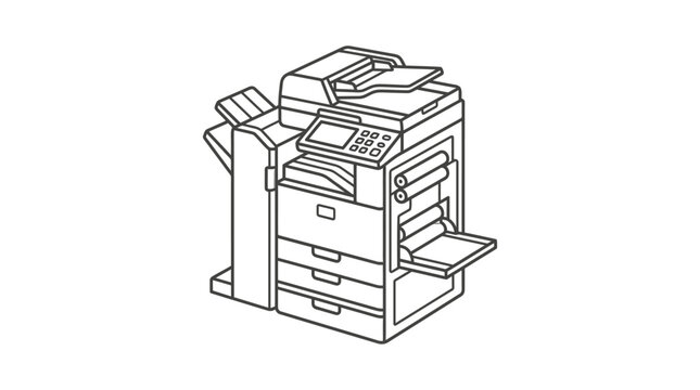 Large office multifunction copier and printer line icon.