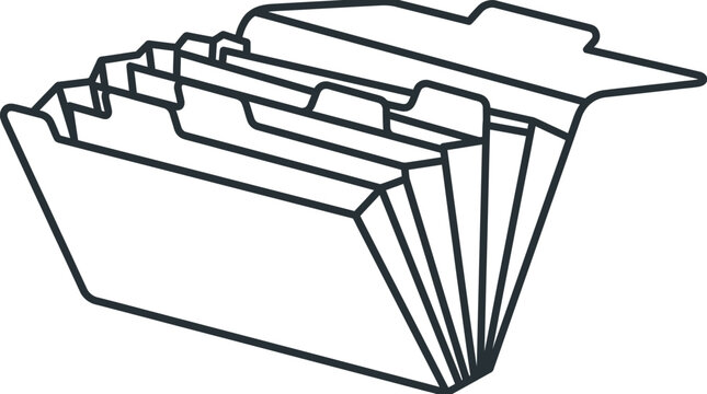Open accordion style expanding file folder line art icon.
