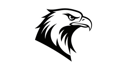 Fototapeta premium Bold black and white eagle head logo with fierce expression and sharp features
