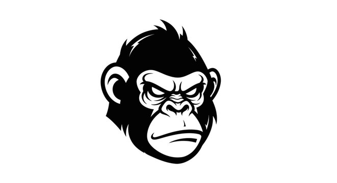 Bold black and white illustration of an angry gorilla face
