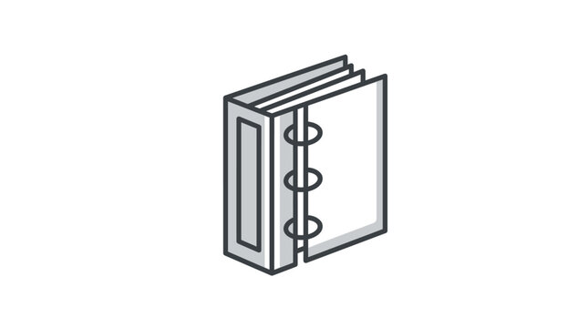 Perspective view of an open ring binder file folder.