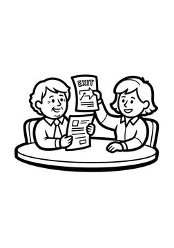 Two people reviewing important documents together at table.