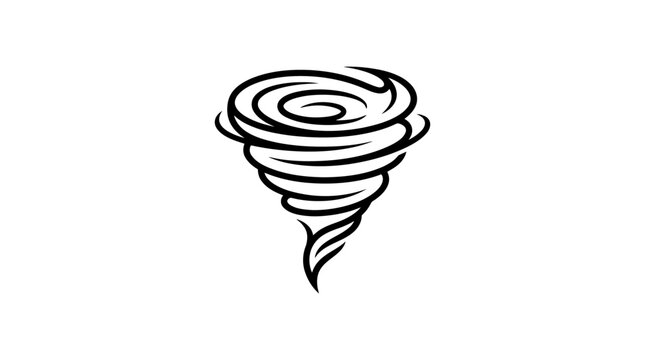 Detailed black and white spiral tornado illustration design.