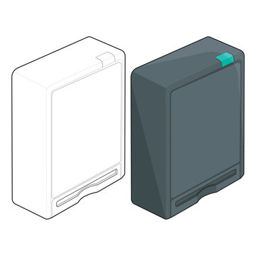 Isometric contactless rfid reader wireframe and colored filled outline vector for entry blueprints