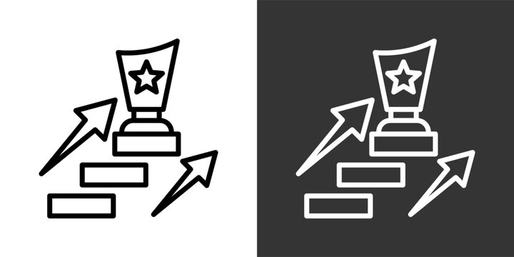 Achievement Black And White Multiple Style Icon Set Collection Pack Vector Illustration 