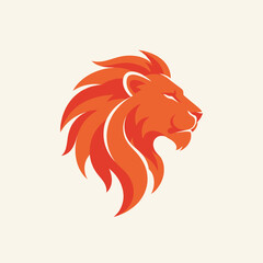 Illustrative stylized lion head profile with flowing mane on a plain background © leandroo