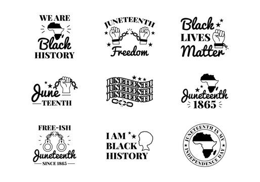 Black History Juneteenth Black Lives Matter Emblem Set.