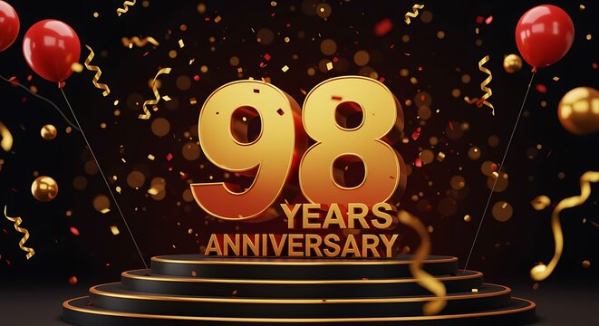 Golden 98th Anniversary: 3D Render Celebration
