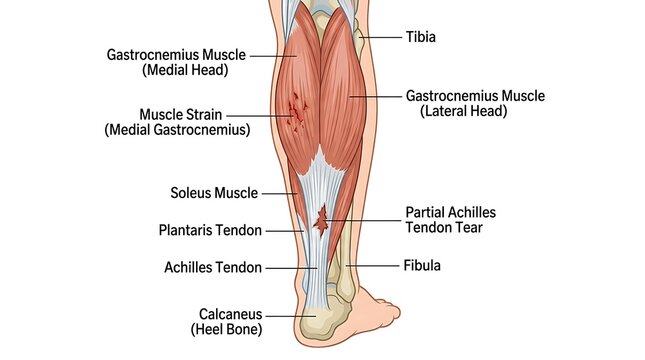Medical of calf muscle strain and achilles tendon injury